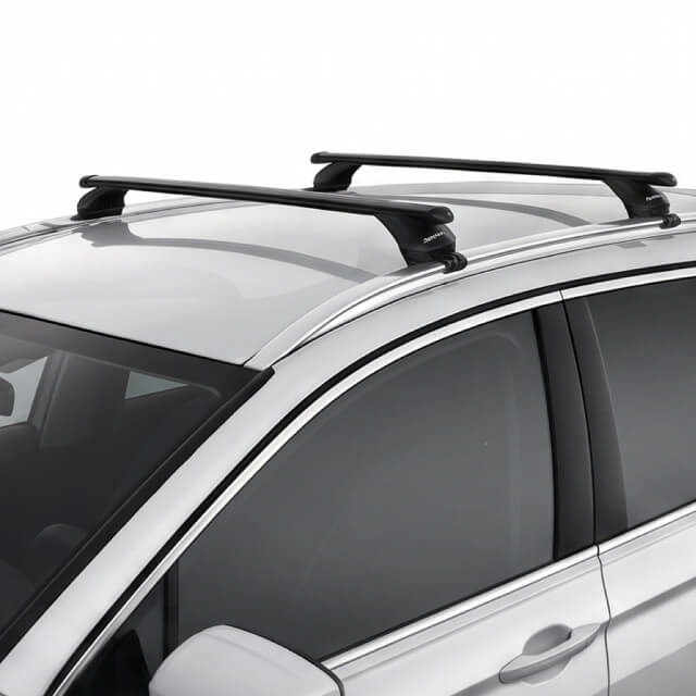 roof rack crossbars mounted on the vehicle roof