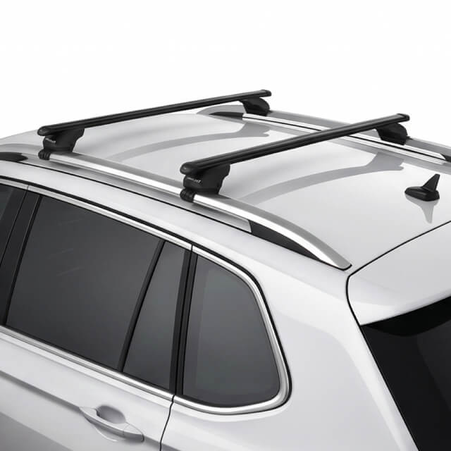 roof rack crossbars for raised roof rails and longitudinal bars